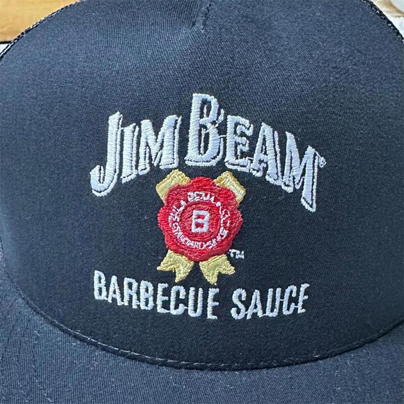 Jim Beam BBQ Sauce Snapback Trucker Hat Black Mesh Unisex - Picture 3 of 8
